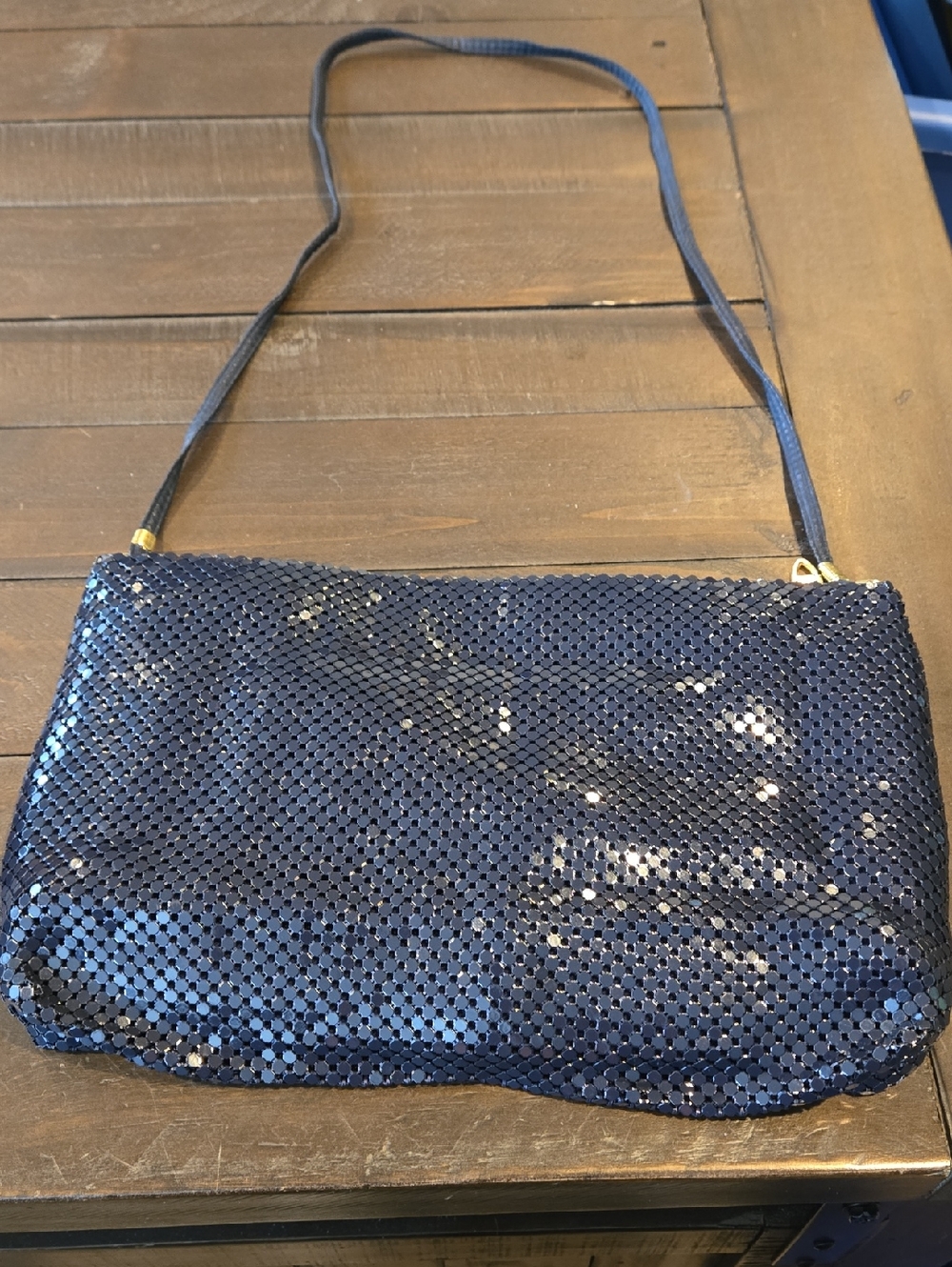Navy Sequin Shoulder Bag